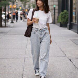 Dickies High Rise Light Wash Straight Leg Jeans Relaxed Fit W4